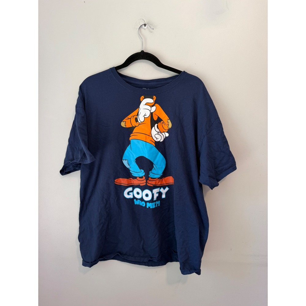 Disney Mens Goofy Who Me Graphic T-Shirt Navy Blue XL AB1010